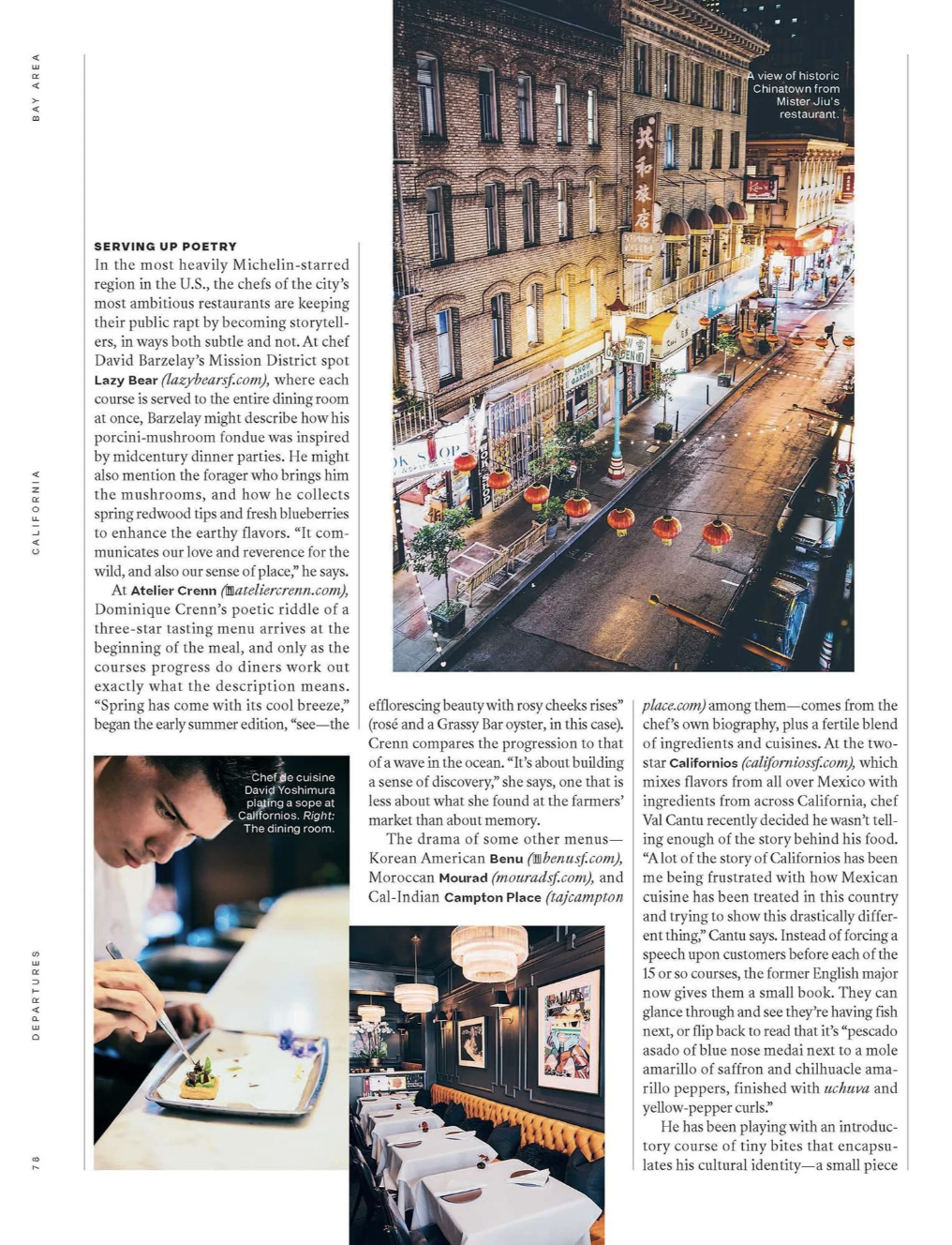 Departures — San Francisco's Big Appetite feature spread