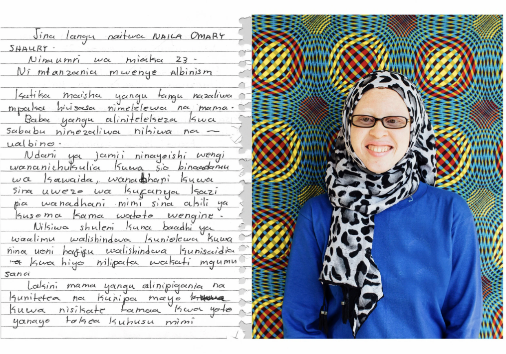 Naila Omary Shaury with her handwritten testimony