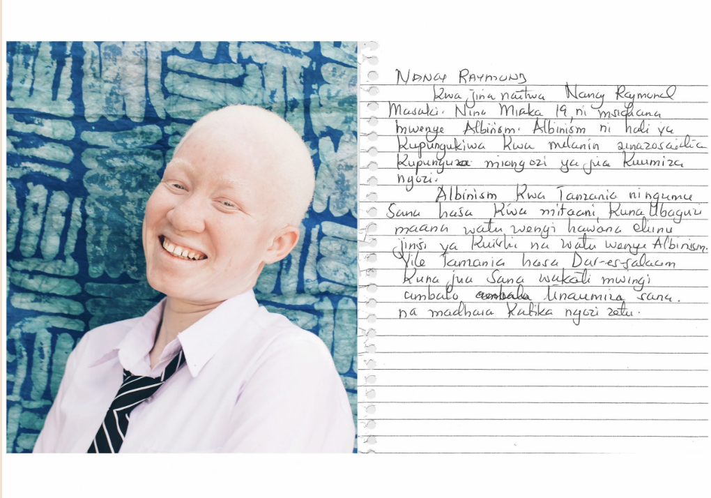 Nancy Raymond Masaki with her handwritten testimony